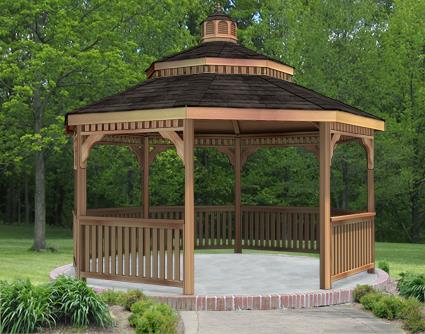 Print 14' Cedar Octagon Double Roof Gazebo