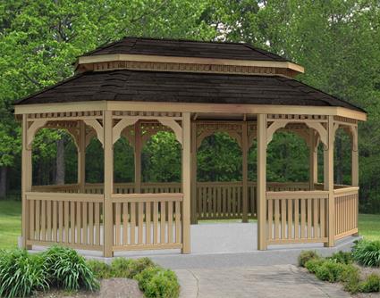 Print 14' x 18' Cedar Oval Double Roof Gazebo