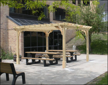 12 x 12 Unstained Treated Pine Pergola shown with all standard features.