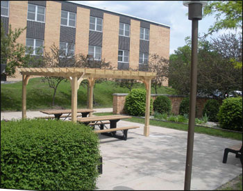 12 x 12 Unstained Treated Pine Pergola shown with all standard features.