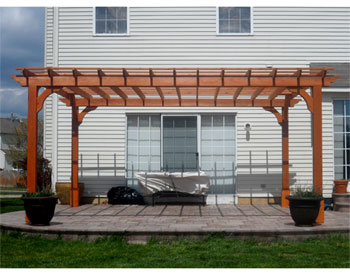 14 X 16 Cedar 2-Beam Pergola shown with Cedar Stain/Sealer