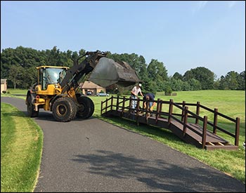 4 x 40 Double Rail Pedestrian Trail Bridge Shown Being Installed (ANGLE 2).