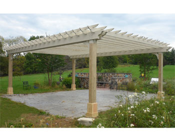 Custom 189.5" x 27 Treated Pine 2Beam Pergola with Glue Laminated Beams, Custom size columns (7x7), Upgraded 2x8 Runners, Upgraded 2x4 Top Runners, and  Customer Supplied Paint (unfinished)