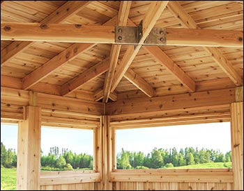 Close Up of Unstained Red Cedar Marquee Shelter Open Windows