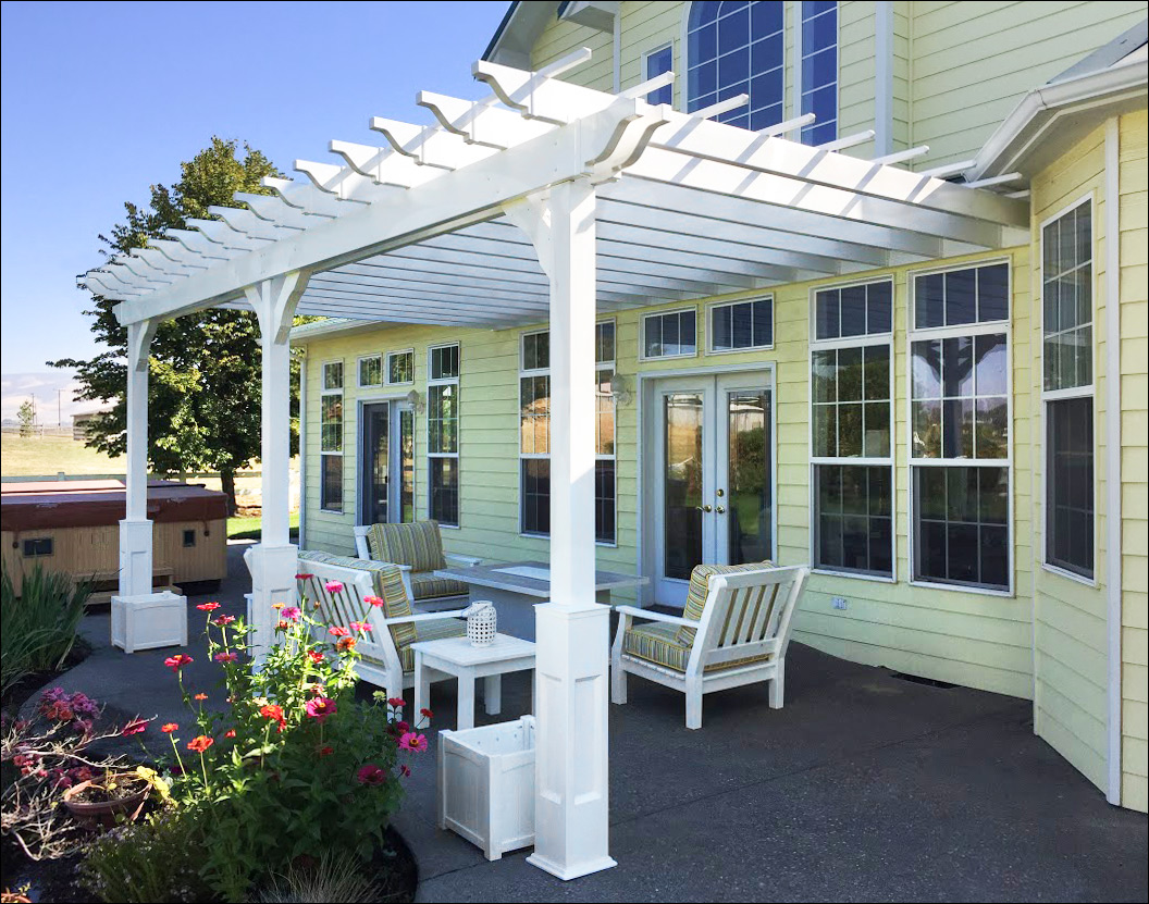 Customer's Photo - 12' x 20' Vinyl Vintage Classic Wall Mount Pergola