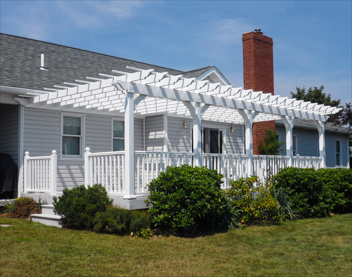 Customer's Photo - 12' x 27' Vinyl Wall Mount 2-Beam Pergola