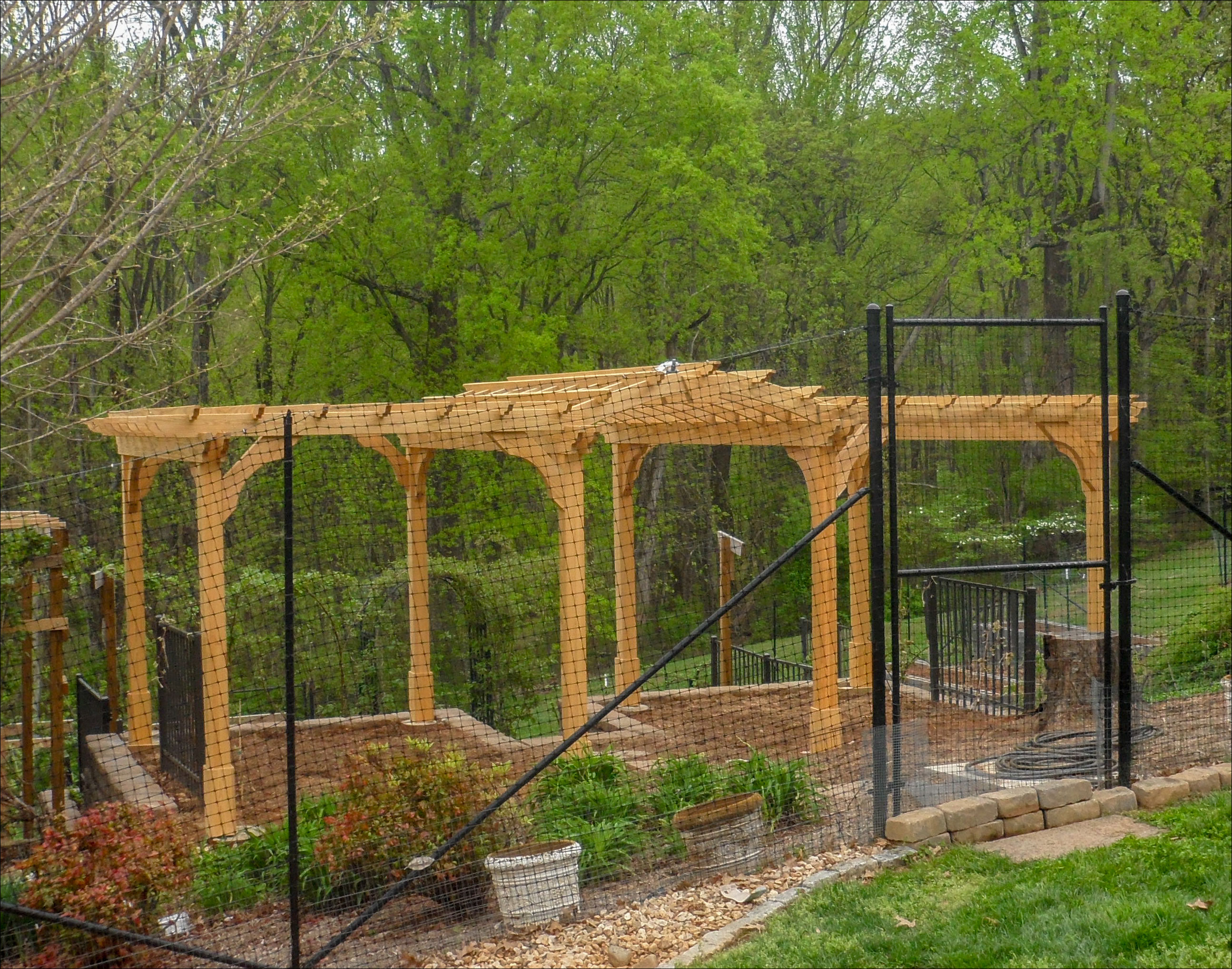 Customer's Photo - Custom Treated Pine Center Arch 2-Beam With 8x12 Pergola