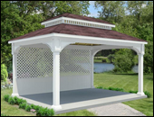 Gazebos with Solid Half Wall w/ Lattice - Long Side