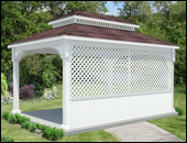 Gazebos with Solid Half Wall w/ Lattice - Long Side