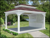 Gazebos with Solid Half Wall w/ Lattice - Short Side