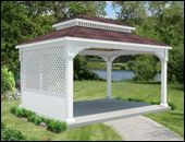 Gazebos with Solid Half Wall w/ Lattice - Short Side