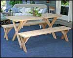 32" Wide Red Cedar Cross Legged Picnic Table w/Benches