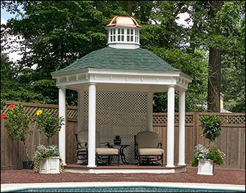 Vinyl Belle Roof Elongated Hexagon Gazebos