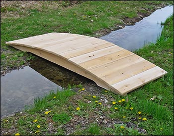 White Cedar Unstained Arched Plank Bridge