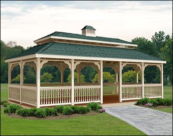 Vinyl Double Roof Rectangle Gazebos