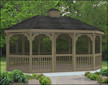 Vinyl Single Roof Oval Gazebos