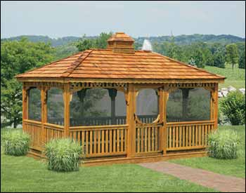 Treated Pine Single Roof Rectangle Gazebos