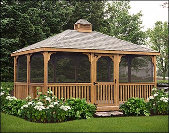 Treated Pine Single Roof Rectangle Gazebos