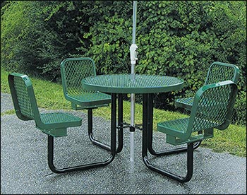 36" Round Metal Picnic Table w/ Attached Chairs