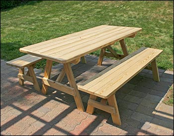 32" Wide Treated Pine Traditional Picnic Table