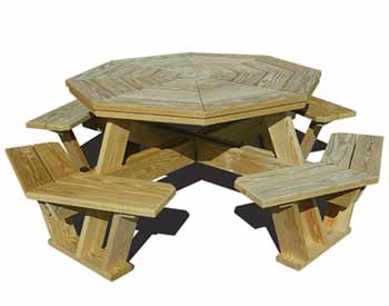 Treated Pine Octagon Walk-In Picnic Table