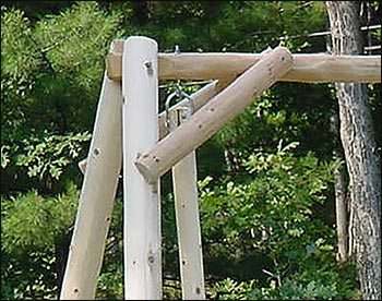 White Cedar Unstained Love Seat Swing w/ A-Frame Swing Stand