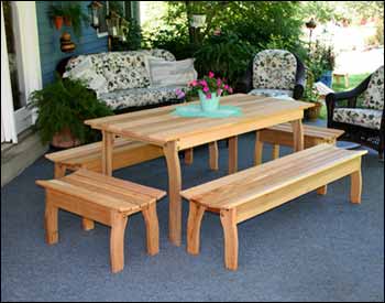 Red Cedar Contoured Picnic Table w/(4) Benches