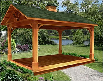 Red Cedar Gable Roof Open Rectangle Gazebos with 6/12 Roof 