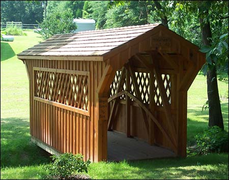 Covered Bridge Shown with Optional Cedar Shake Roof and Lattice Windows