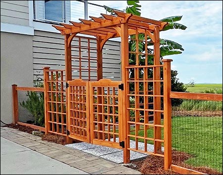 Red Cedar Canterbury Arbor w/Gate & 2 Wings