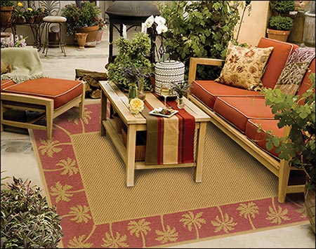 Lanai Palm Rug - Rust