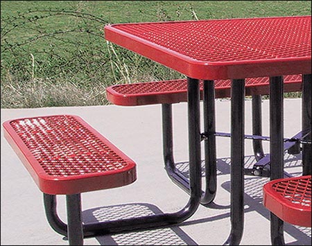 46" Square Expanded Metal Picnic Table