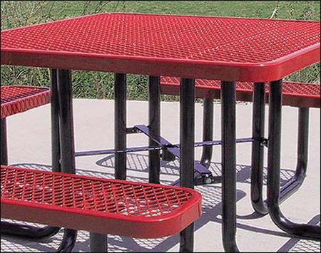 46" Square Expanded Metal Picnic Table