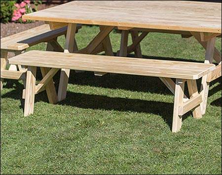 Treated Pine Wide Picnic Table w/Traditional Benches