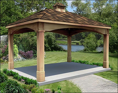 Red Cedar Gable Roof Open Rectangle Pavilions | Pavilions by Shape ...