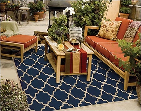 Riviera Lattice Rug - Navy