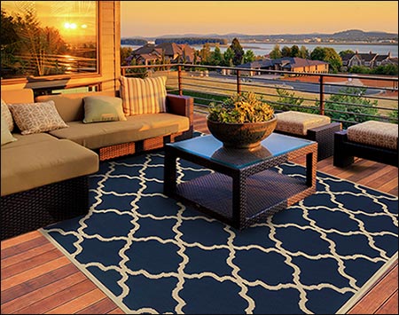 Riviera Lattice Rug - Navy