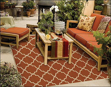 Riviera Lattice Rug - Rust