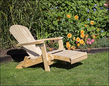 Treated Pine Folding/Reclining Adirondack Chair w/Footrest