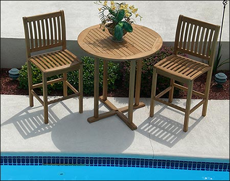 Teak 3 Piece Bar Set