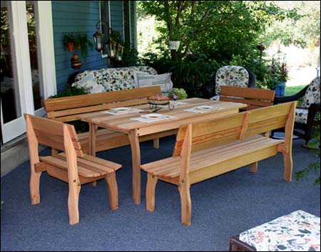 Red Cedar Contoured Picnic Table w/Backed Benches