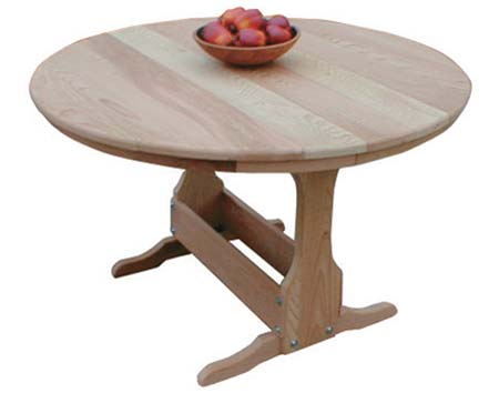 Red Cedar Round Trestle Table w/ Tab Backed Benches