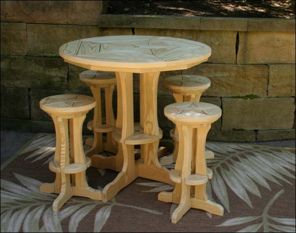 Treated Pine Star Design Pub Stool