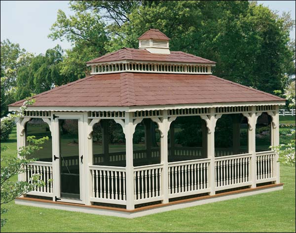 Vinyl Double Roof Rectangle Gazebos