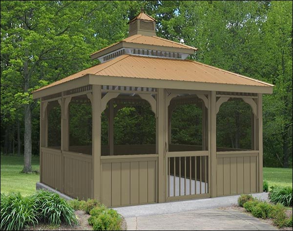 Vinyl Double Roof Rectangle Gazebos