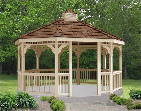 Alternate Views of Vinyl Single Roof Oval Gazebos