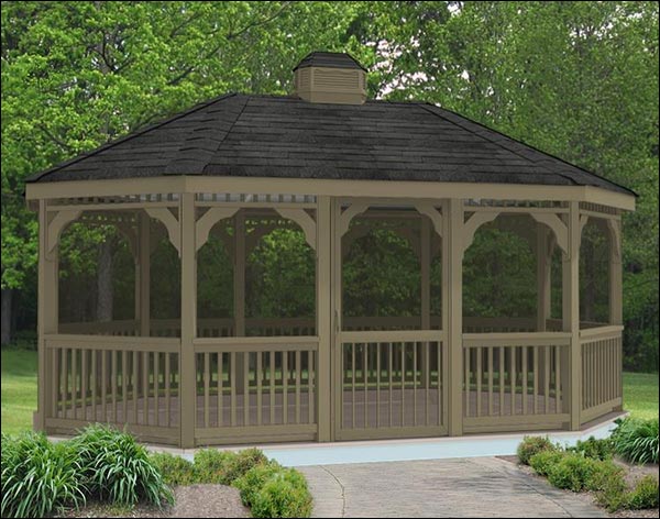 Vinyl Single Roof Oval Gazebos