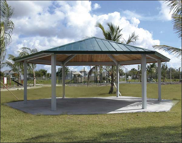 Alternate Views of 12' x 12' Steel Frame Hexagon Orchard Pavilion