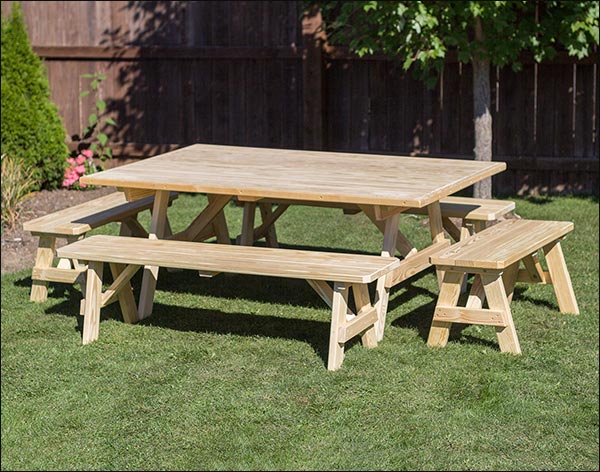 Alternate Views Of Treated Pine Wide Picnic Table W Traditional Benches