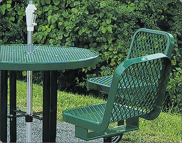 36" Round Metal Picnic Table w/ Attached Chairs